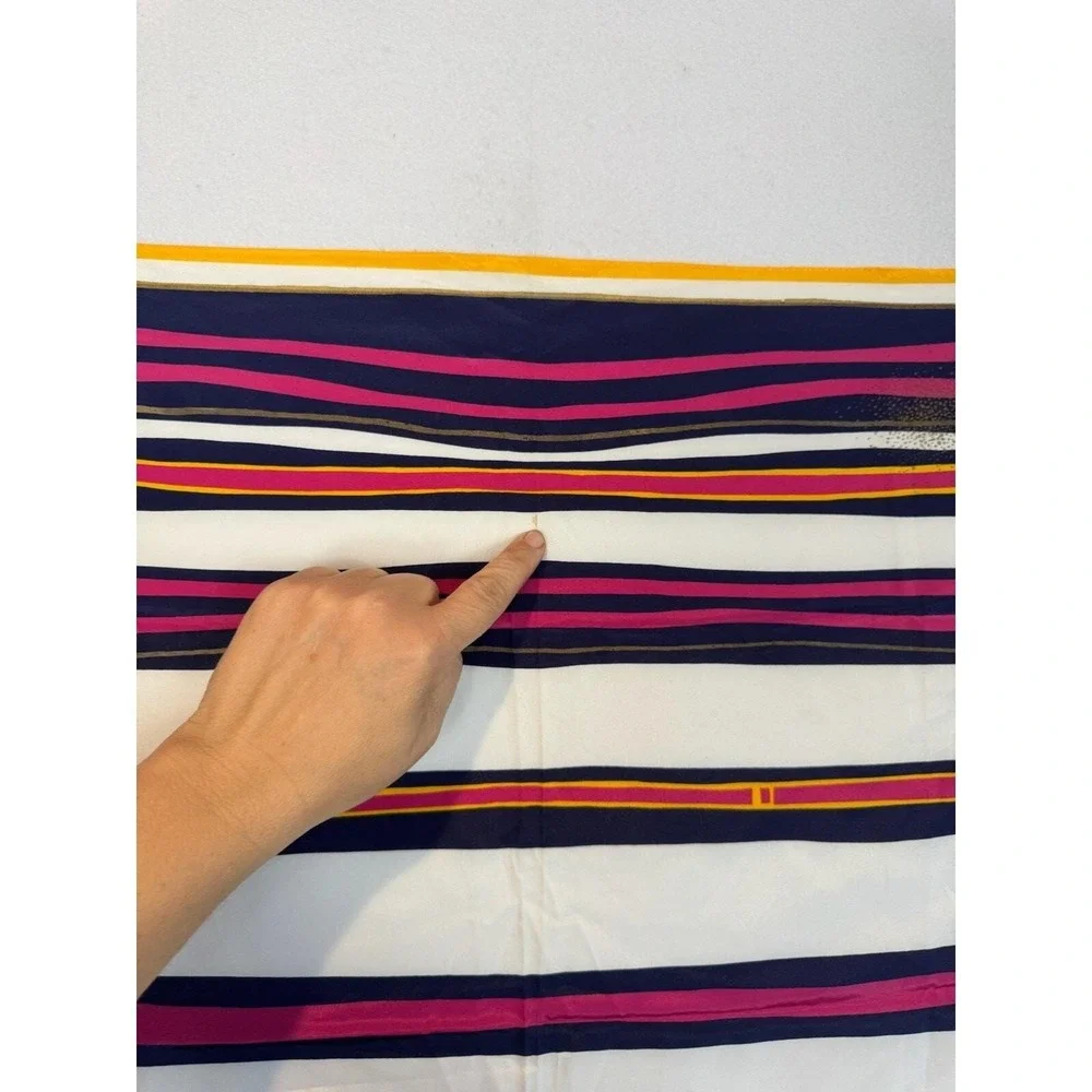 Vera Vera Neumann‎ Poly Scarf 27x27 Striped Pink Navy White Square Vintage